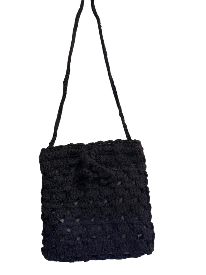 Crochet Crossbody Hand Bag Small Brown