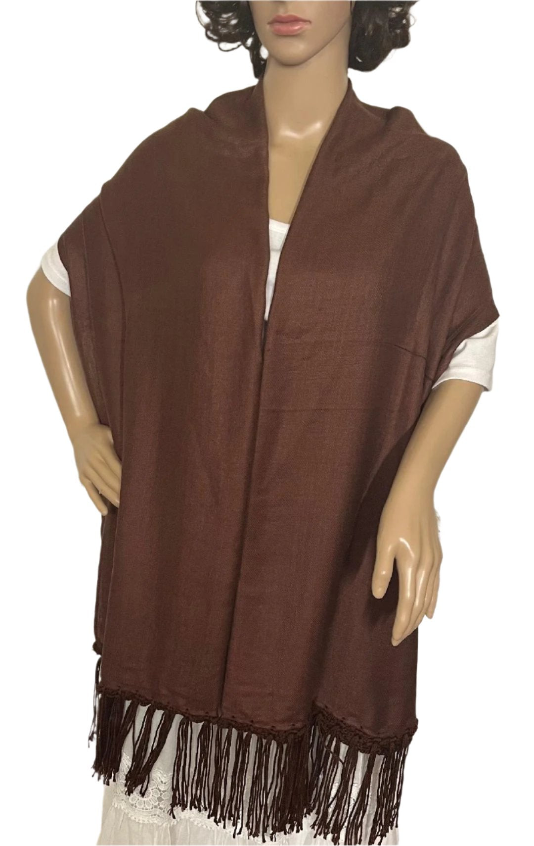 Prayer scarf Pashminas Brown Knitted