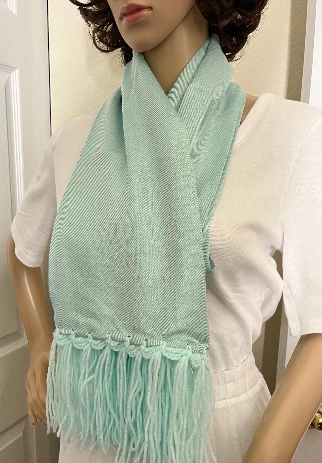 Prayer Scarf Pashminas Seafoam Knitted