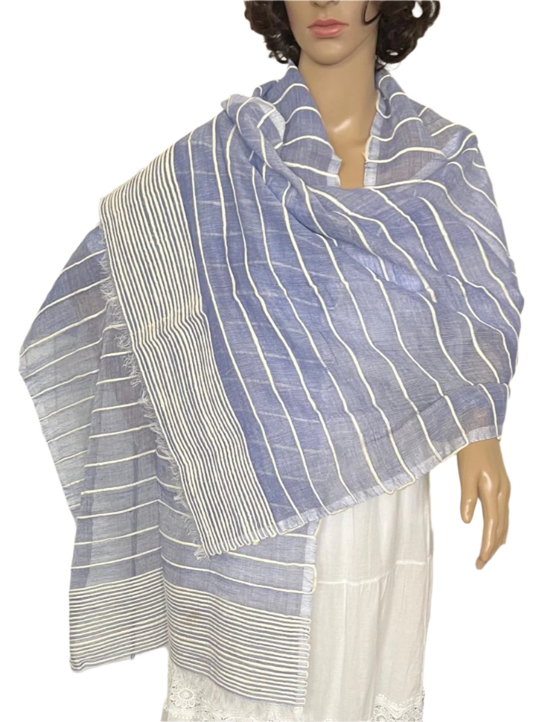 Ethiopian Scarf Purple  and White
