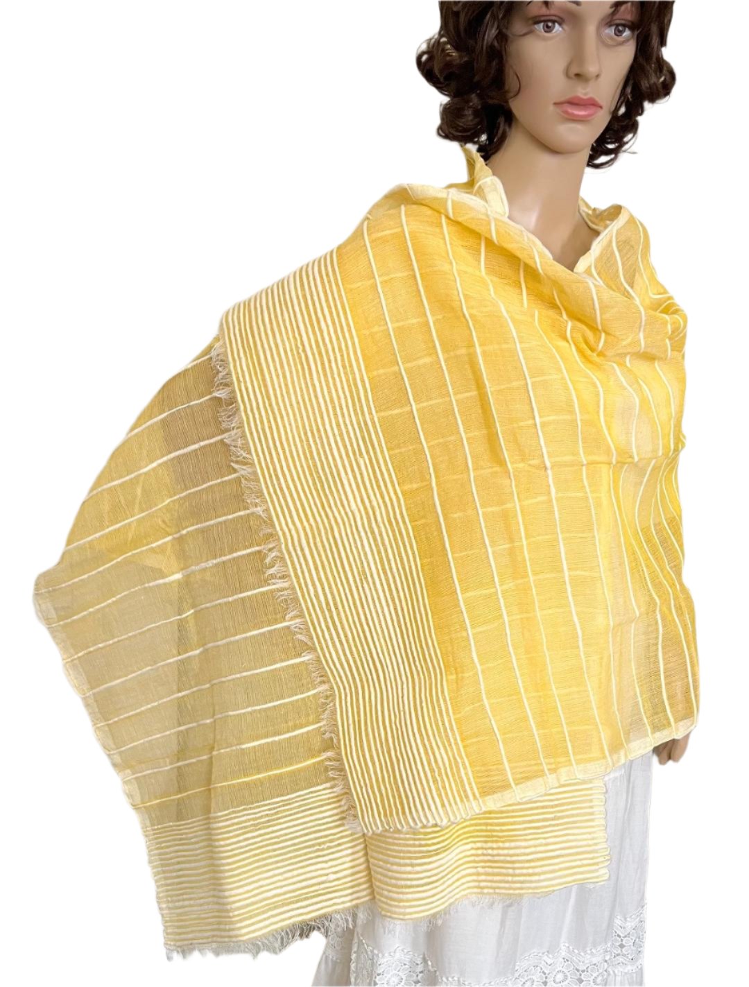 Ethiopian Scarf Yellow and White