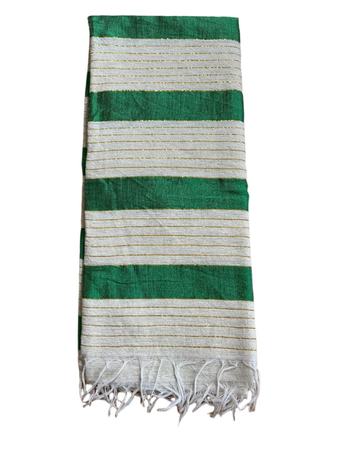 Ethiopian Scarf Green White and Gold