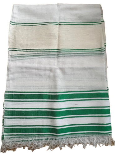 Ethiopian Scarf  Green and White