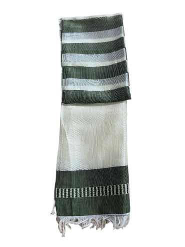 Ethiopian Scarf Dark Green and White
