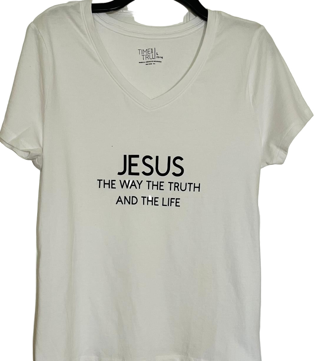 T SHIRT JESUS  THE WAY THE TRUE & THE LIFE PRINTED IN BLACK