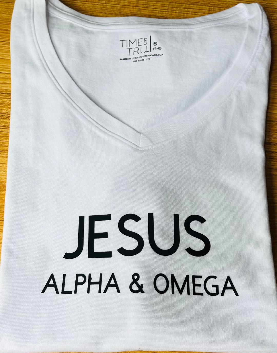 JESUS ALPHA & OMEGA PRINTED IN Black