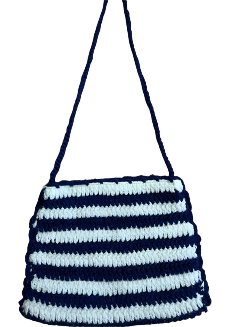 Crochet Crossbody  Bag Blue and White