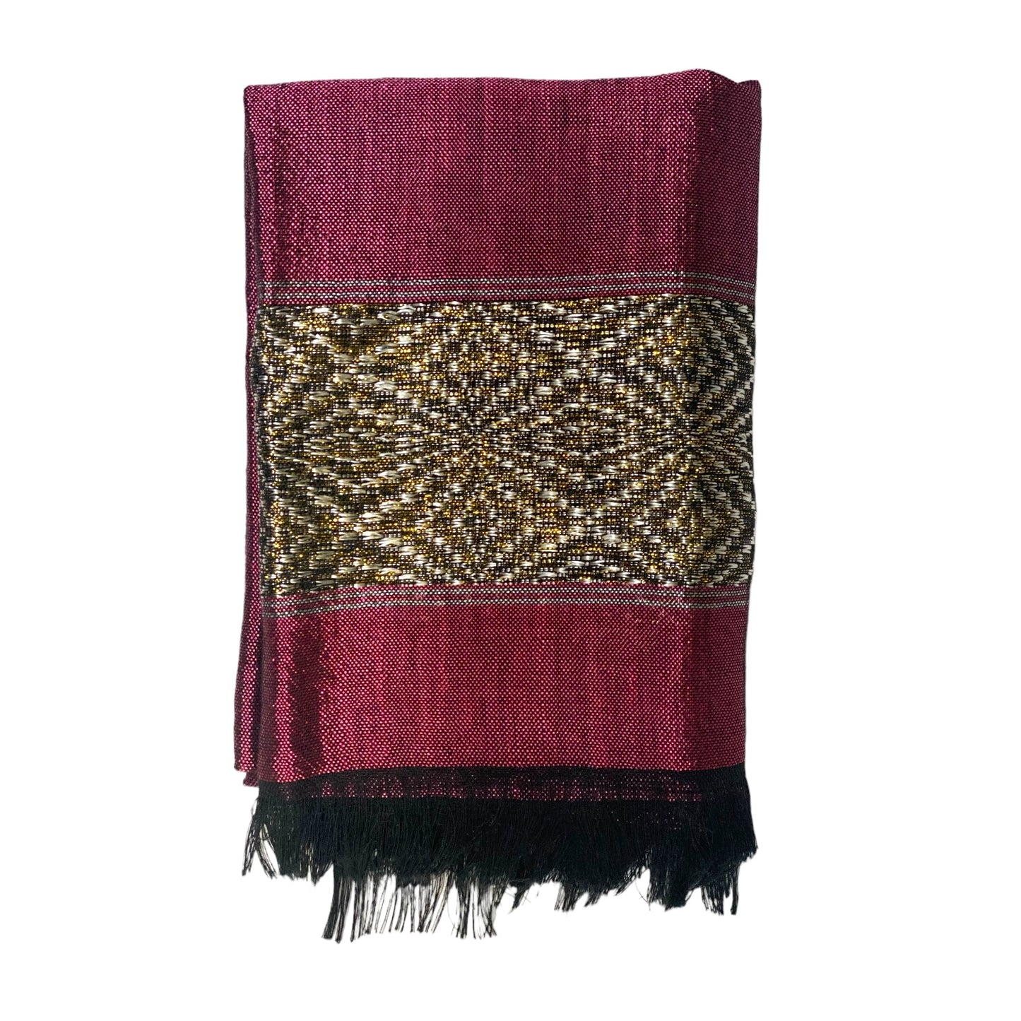 Ethiopian Scarf Dark Fuchsia with White and Black