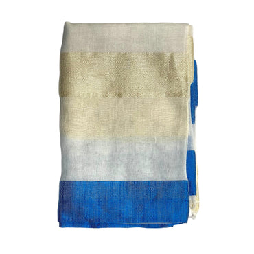 Blue White and Yellow   stripes Ethiopian Scarf