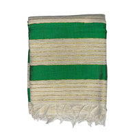 Ethiopian Scarf Green White and Gold