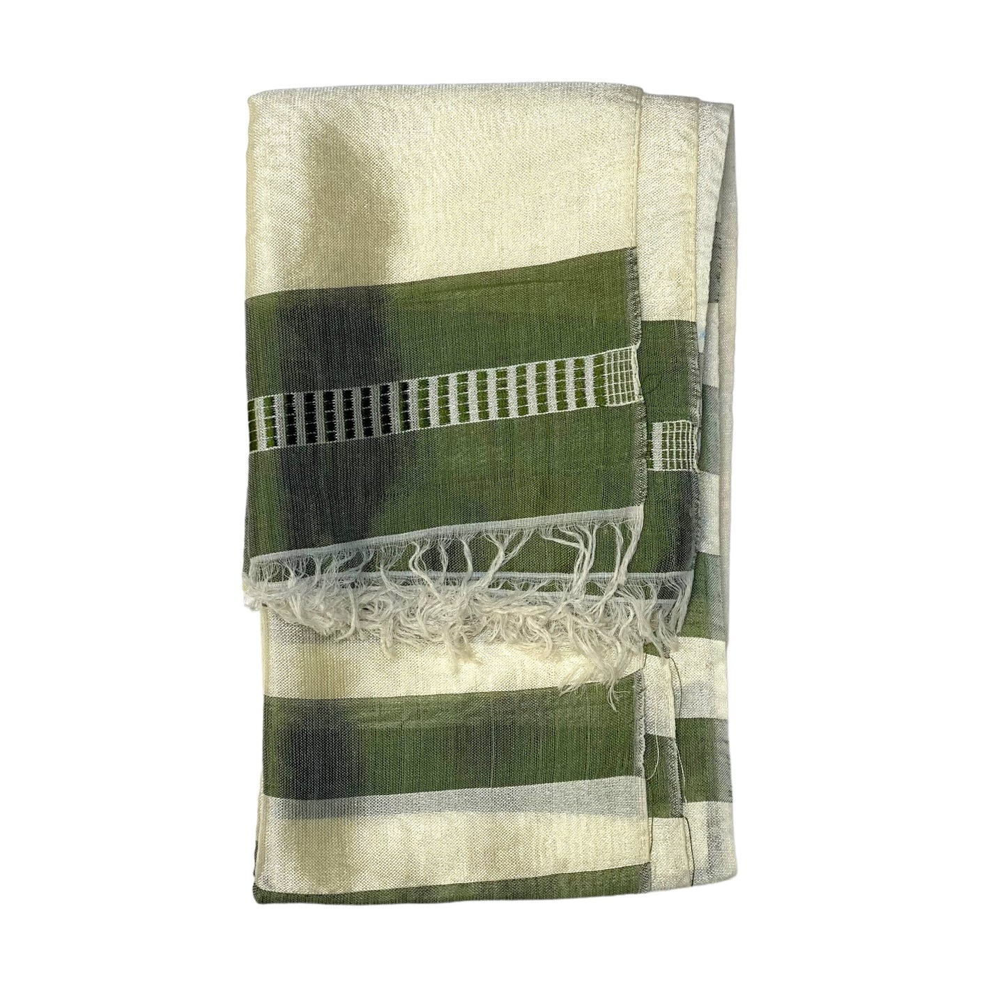 Ethiopian Scarf Dark Green and White