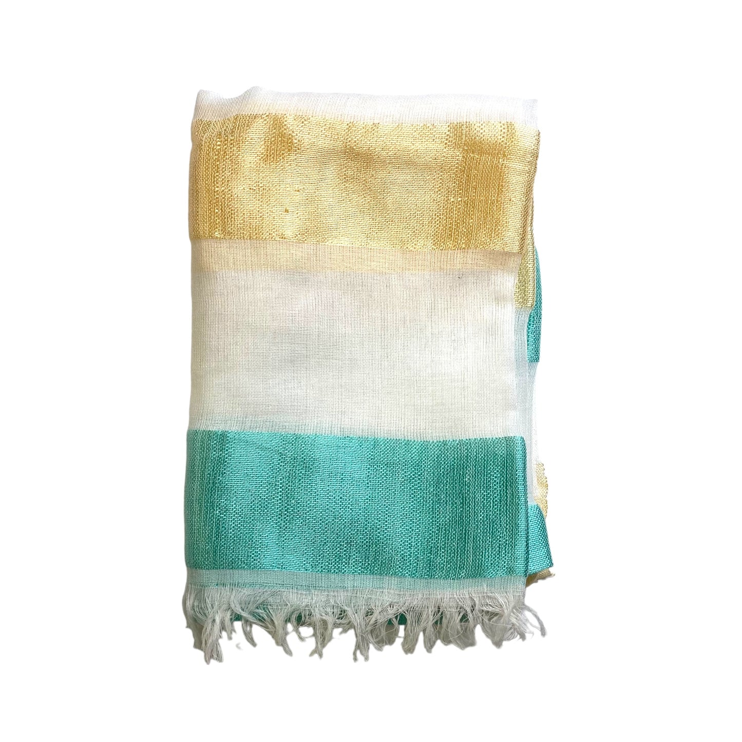 Ethiopian Scarf Light Green and White with yellow strips