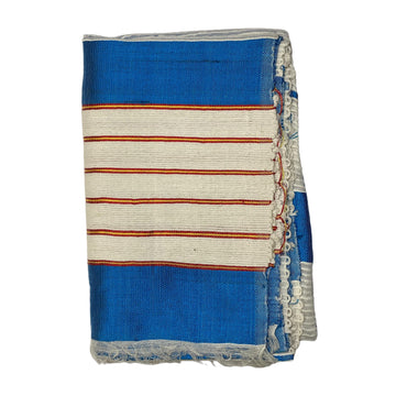 Blue and White Red and Yellow Stripe Ethiopian Scarf