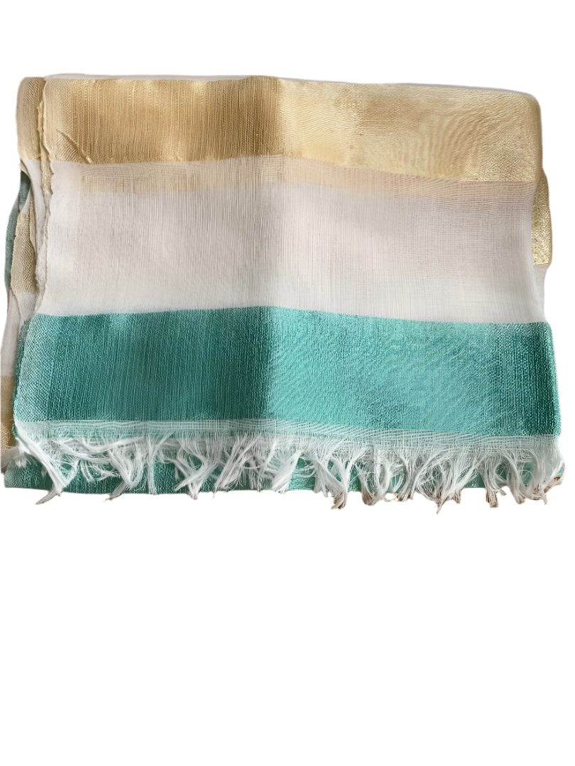 Ethiopian Scarf Light Green and White with yellow strips