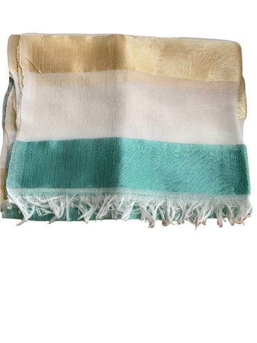 Ethiopian Scarf Light Green and White with yellow strips