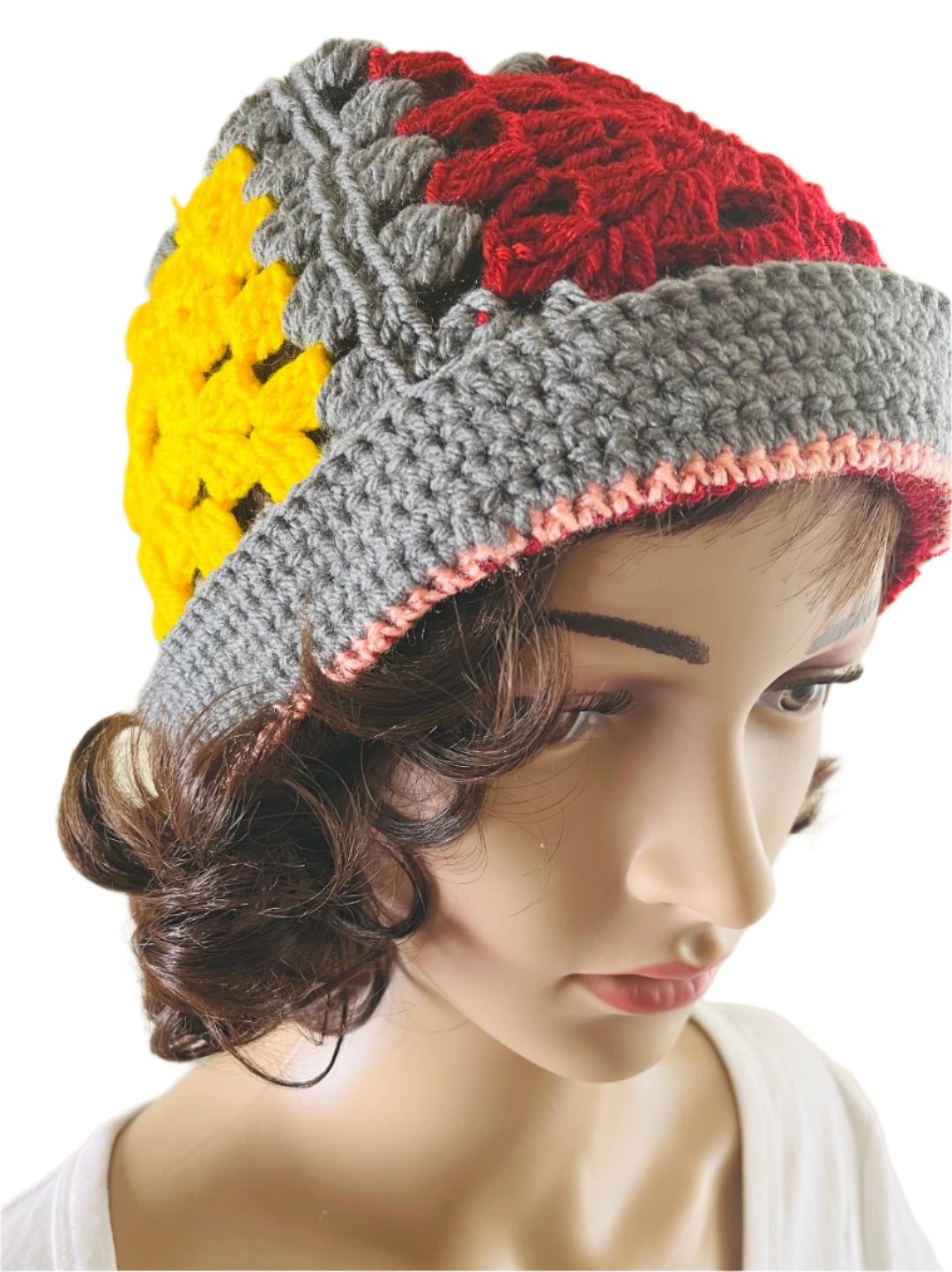 CROCHET HAT AND BEANIES GRAY WITH DIFFERENT COLORS
