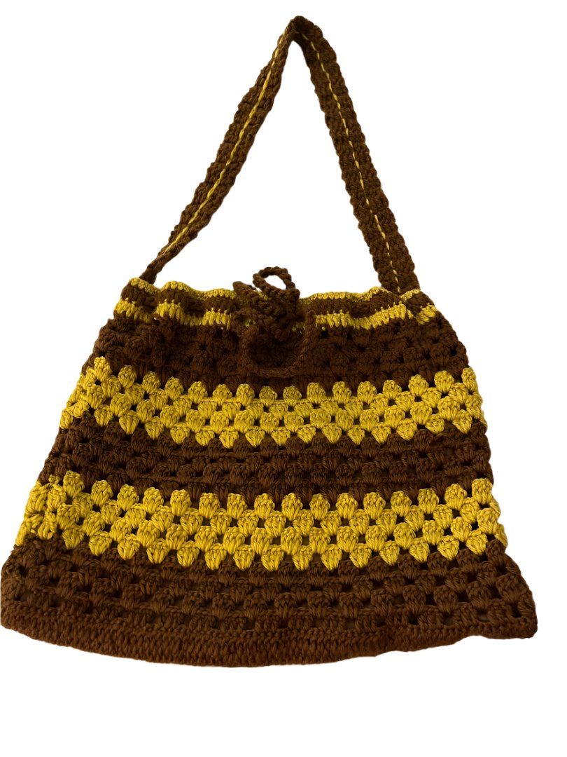 Crochet Hand Bag Brown and Yellow