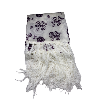 White and Purple Rose Decorative Scarf