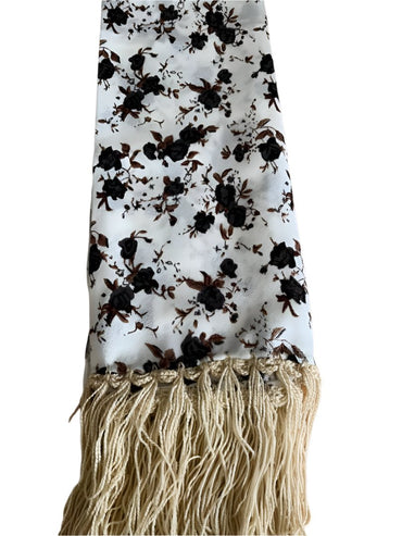 Ivory, Black & Brown Decorative Scarf