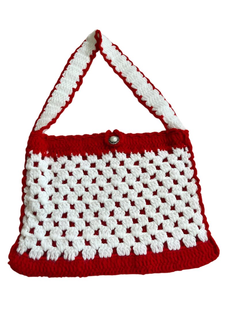 Crochet Hand Bag Red & White