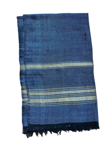 Ethiopian Scarf Blue with Yellow Stripes