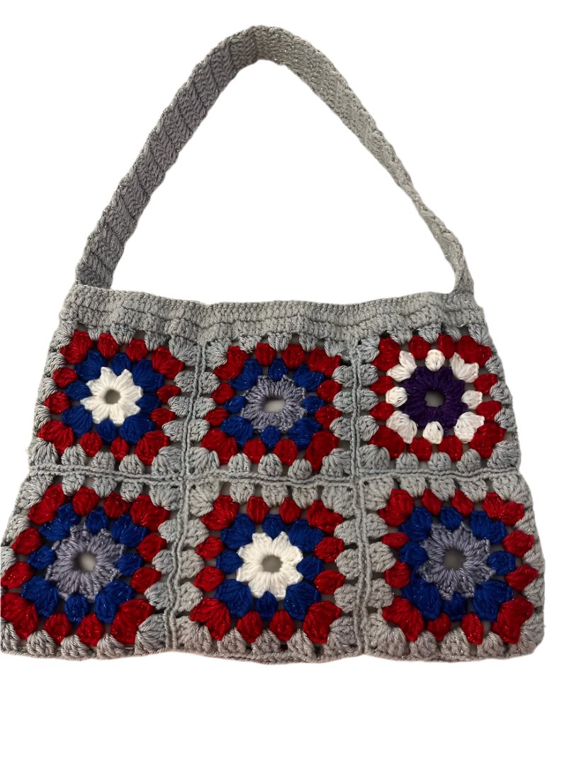 Crochet Hand Bag Silver with Different Color