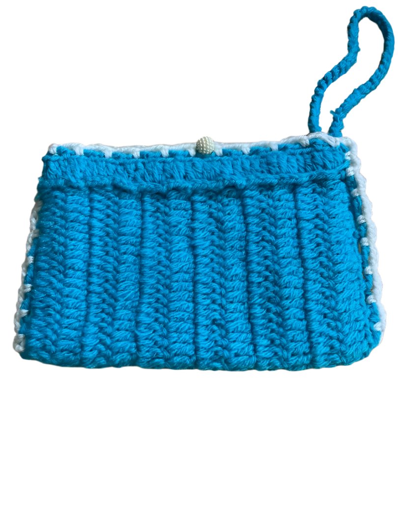 Crochet Hand Bag Small Bright Blue