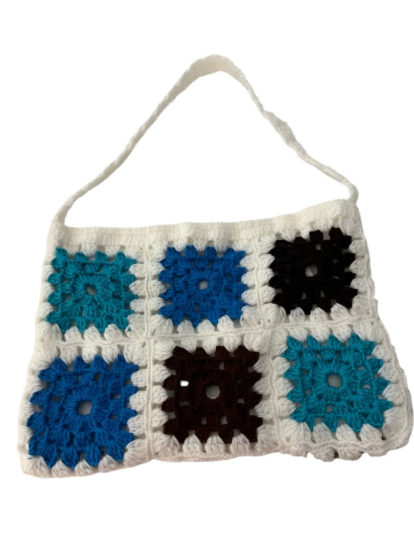 White with Different Color Crochet Hand Bag