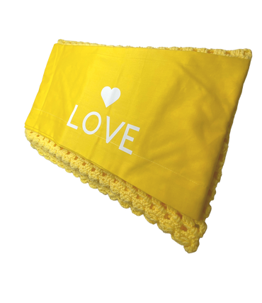 Yellow Love Baby Blanket and Sheet